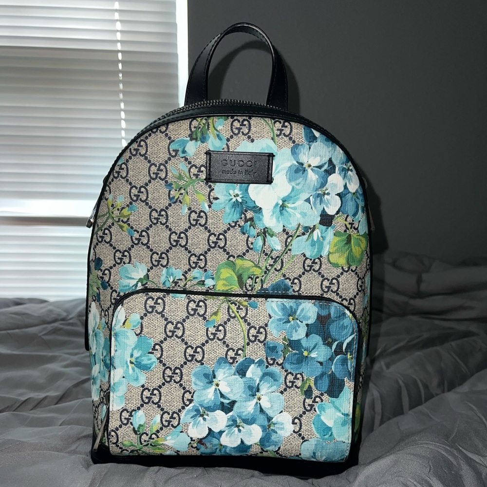 Gucci Floral Blue and Black Backpack